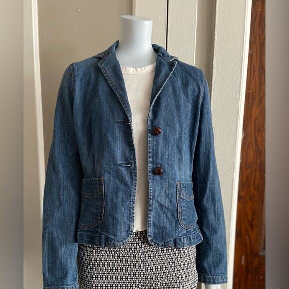 GAP Stretch Tailored Fit Blue Denim Jacket sz 6 - Picture 10 of 12
